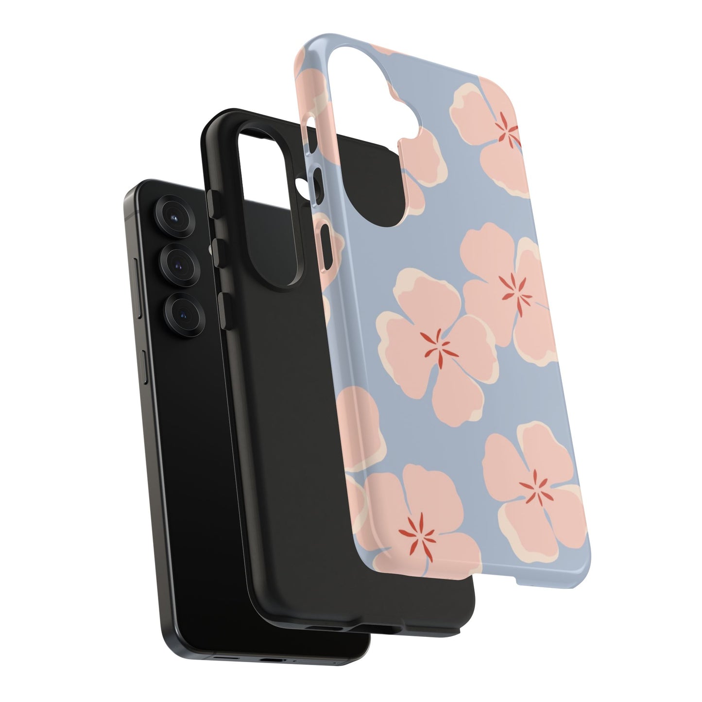 Soft Blossom Floral Phone Case – Pastel Blue Flower Aesthetic Cover