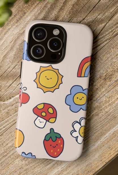 🌈 Cute Doodle Phone Case – Colorful Cartoon Design