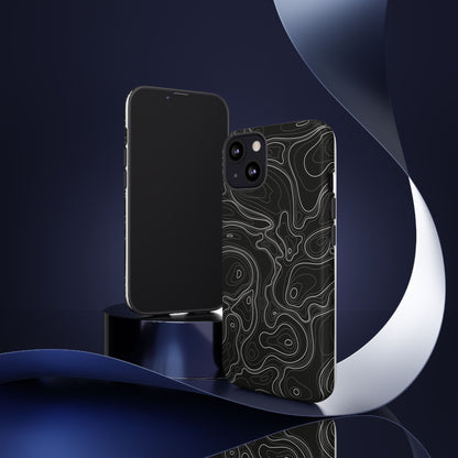 Midnight Topography Phone Case – Sleek Black Line Art