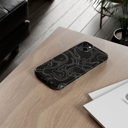 Midnight Topography Phone Case – Sleek Black Line Art