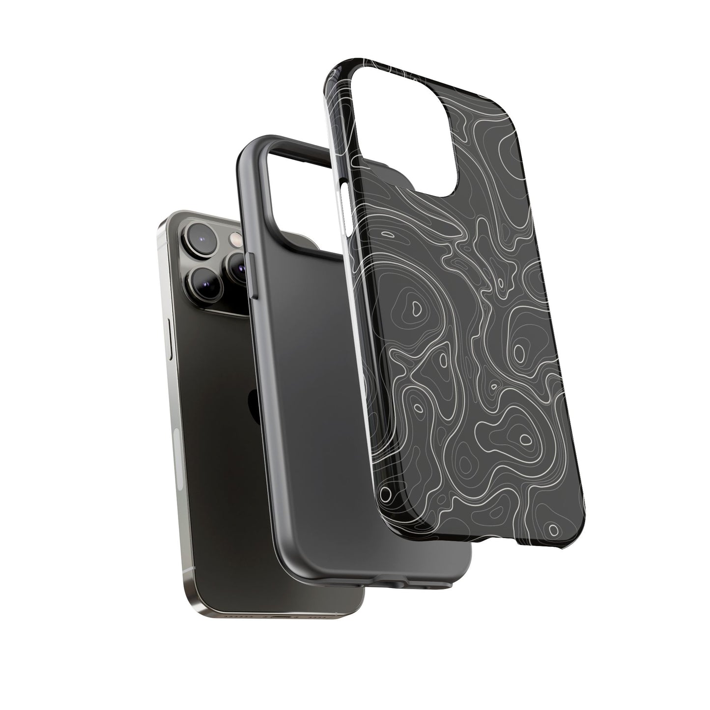 Midnight Topography Phone Case – Sleek Black Line Art