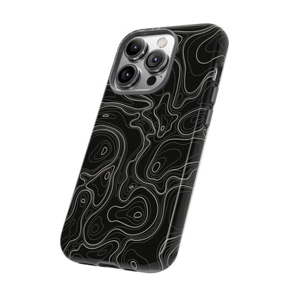 Midnight Topography Phone Case – Sleek Black Line Art