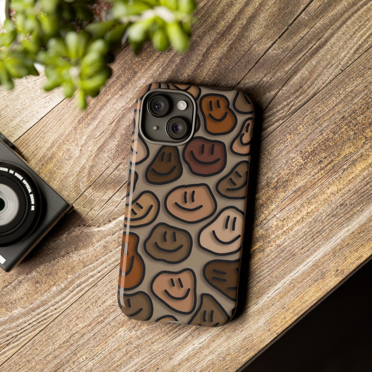 Smiley Pebbles Phone Case – Neutral Aesthetic