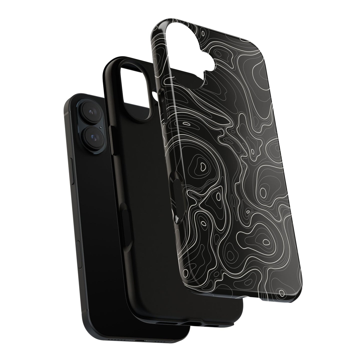 Midnight Topography Phone Case – Sleek Black Line Art