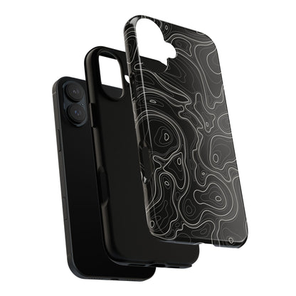 Midnight Topography Phone Case – Sleek Black Line Art