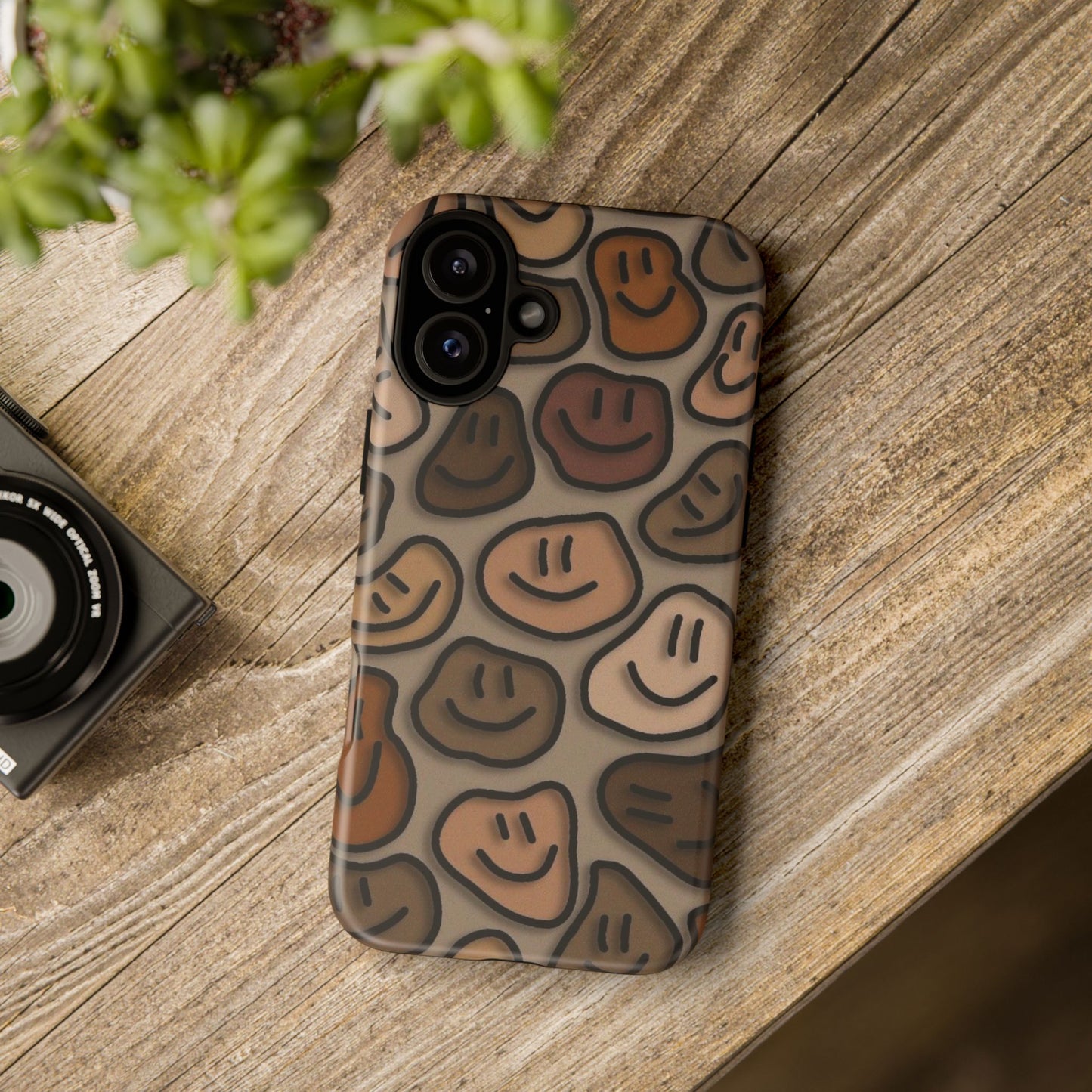 Smiley Pebbles Phone Case – Neutral Aesthetic