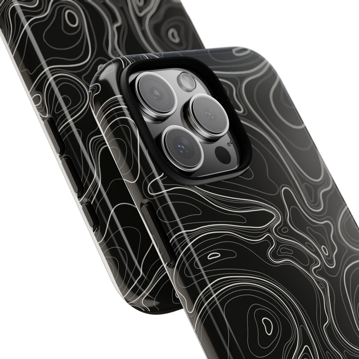 Midnight Topography Phone Case – Sleek Black Line Art
