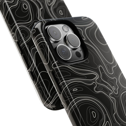 Midnight Topography Phone Case – Sleek Black Line Art