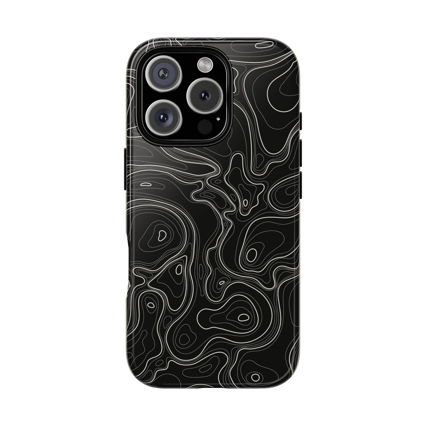Midnight Topography Phone Case – Sleek Black Line Art