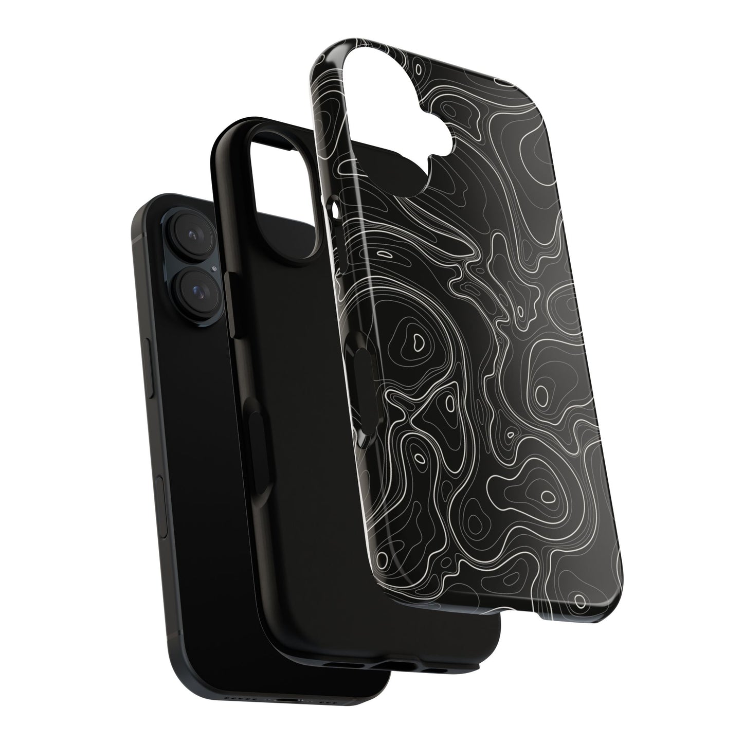 Midnight Topography Phone Case – Sleek Black Line Art