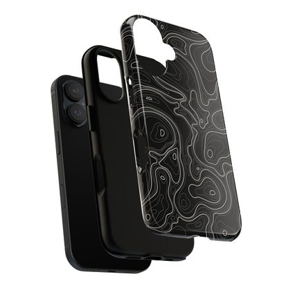 Midnight Topography Phone Case – Sleek Black Line Art