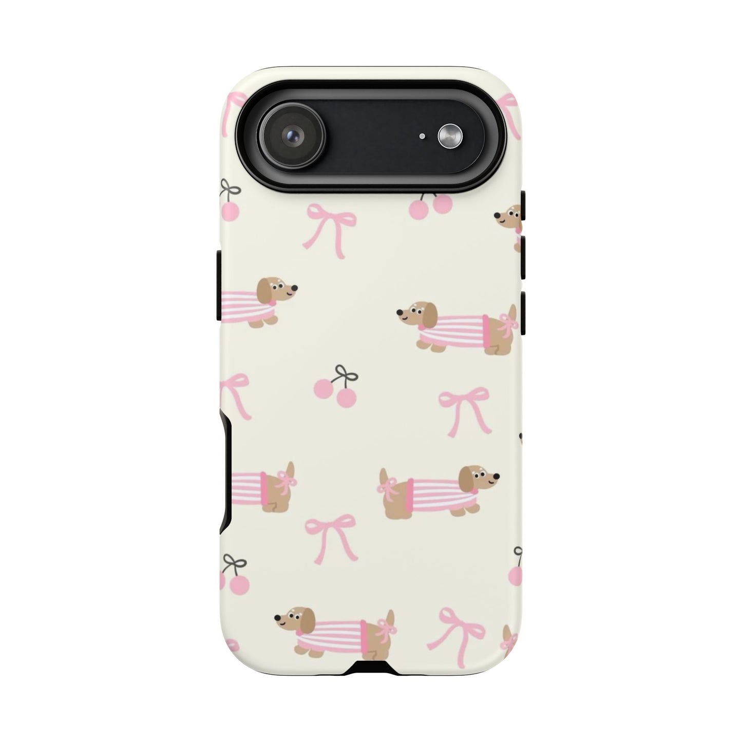 Cute Dachshund Phone Case – Pink Bow Aesthetic Cover