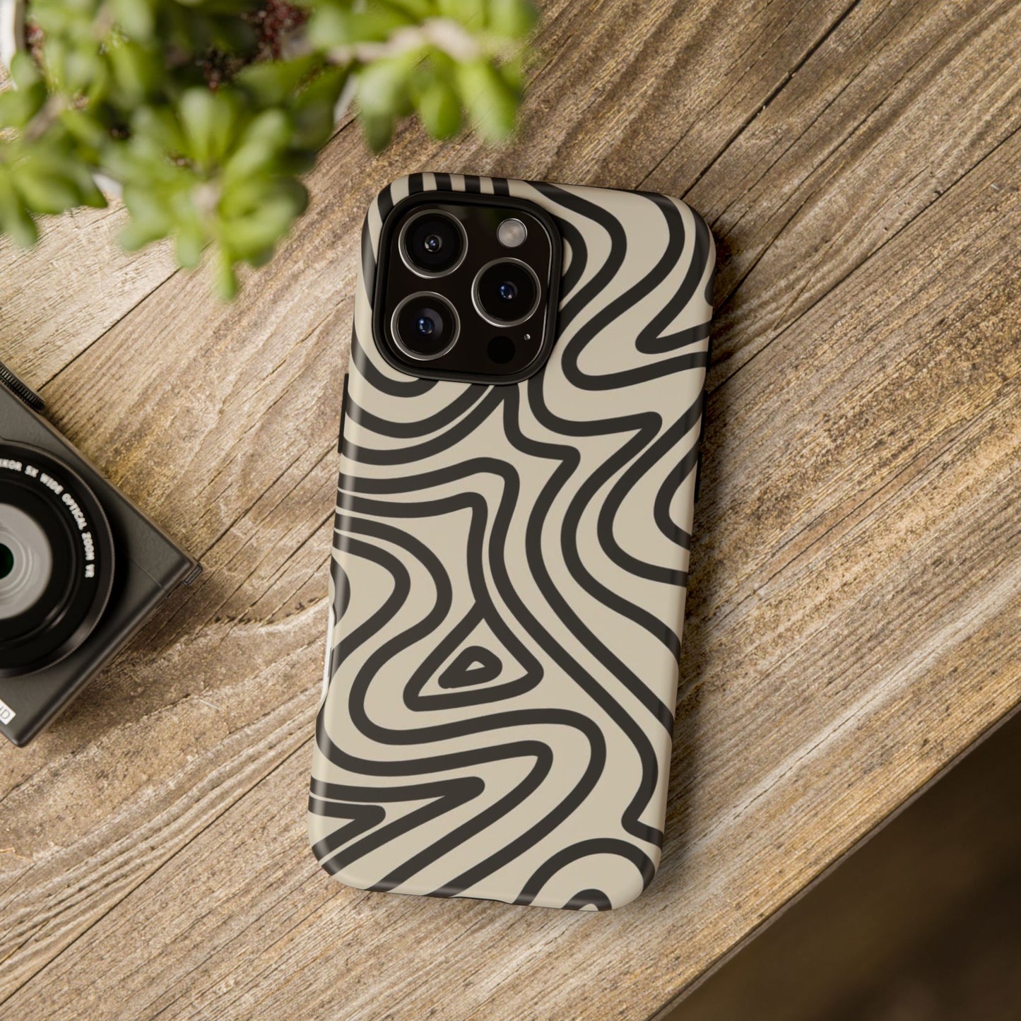 Abstract Black Waves Phone Case