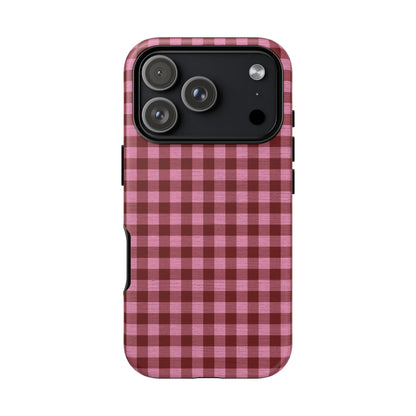 Red Gingham Aesthetic Phone Case | Cute Checkered iPhone Cover