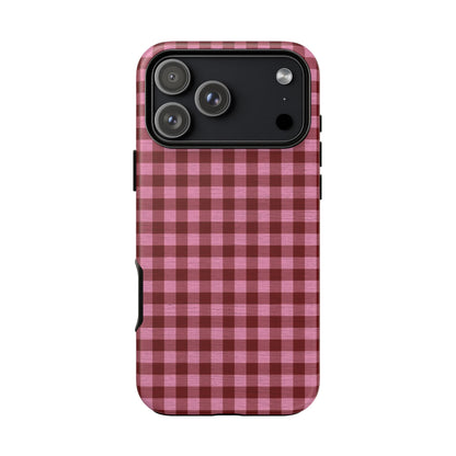Red Gingham Aesthetic Phone Case | Cute Checkered iPhone Cover